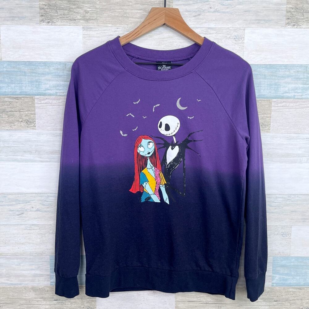 Nightmare Before Christmas Soft Sweatshirt Pajama Top Purple Womens Small